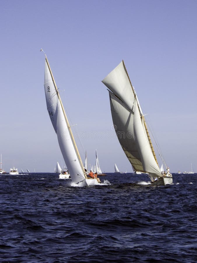 Classic sailing yacht Thelma competing with Safir a 1930 8MJI. Classic sailing yacht Thelma competing with Safir a 1930 8MJI