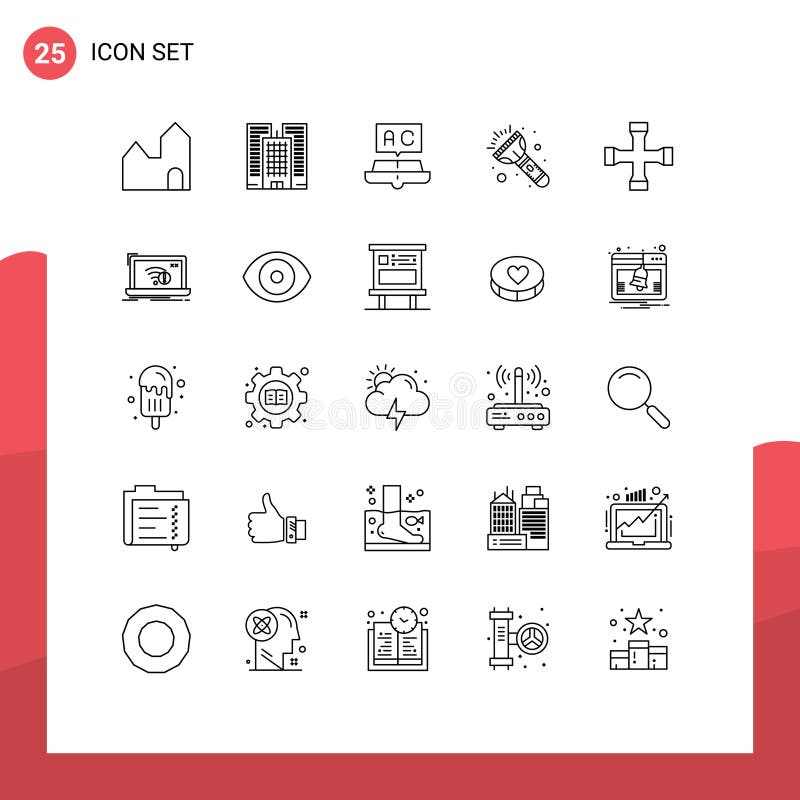 25 User Interface Line Pack of Modern Signs and Symbols of Garage