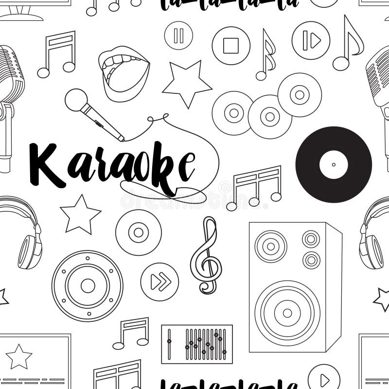 Theme of karaoke pattern stock vector. Illustration of illustration