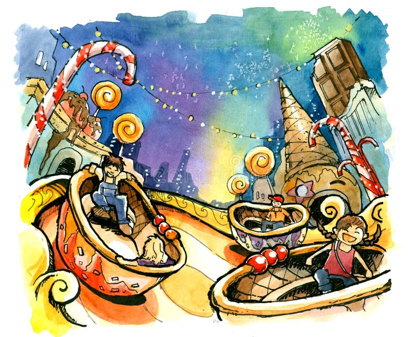 theme park, amusement park illustration fun summer royalty free illustration theme park, amusement park illustration fun summer royalty free illustration