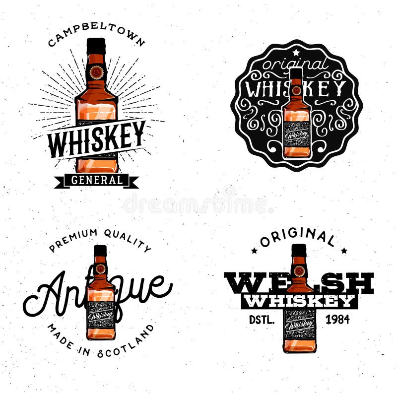 Themed logotyper för whisky royaltyfri illustrationer Themed logotyper för whisky royaltyfri illustrationer