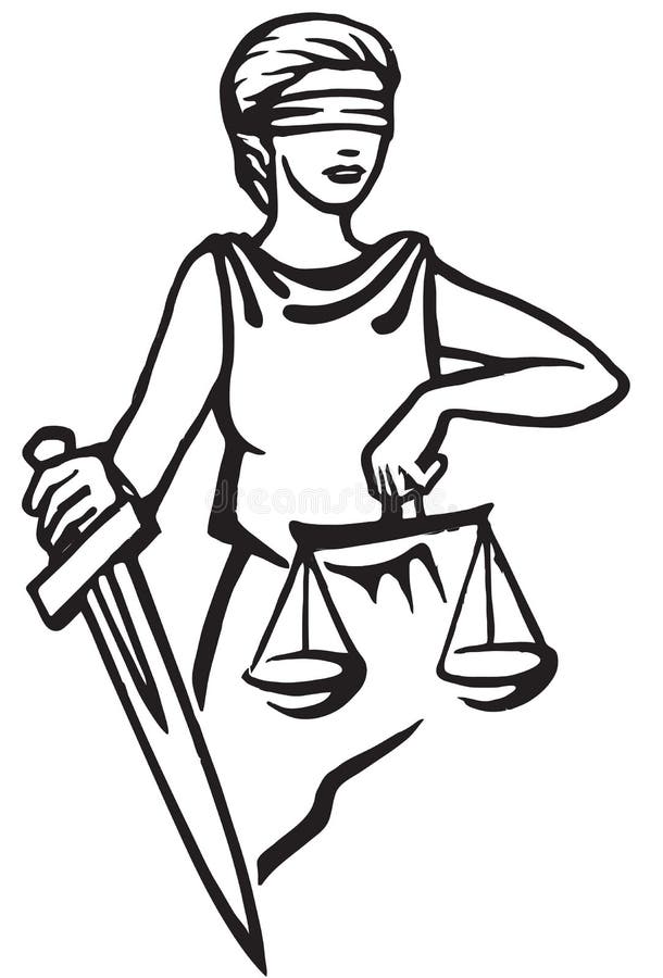 Illustration Of Lady Justice Holding Scales And Sword And Wearing A  Blindfold In A Vintage Woodblock Style. Eps-8 Royalty Free SVG, Cliparts,  Vectors, and Stock Illustration. Image 74426563.