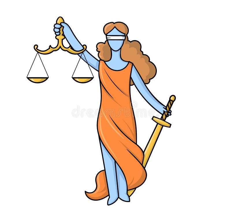 Statue Of Ancient Goddess Of Justice Lady Themis. Stock Vector ...