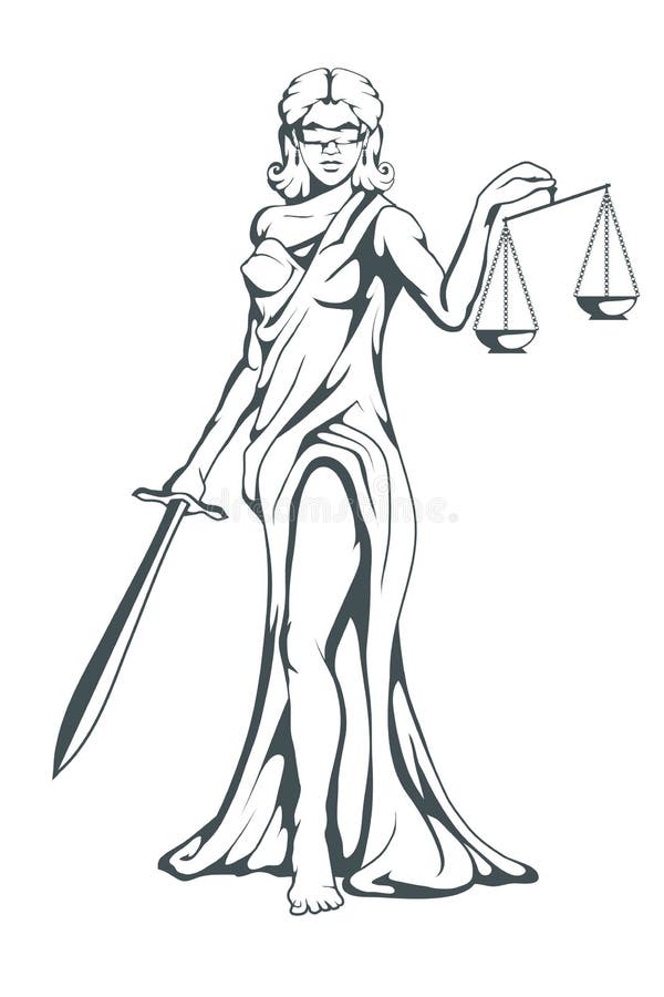 Themis - starożytnego grka sprawiedliwość bogini Ręka rysująca waży sprawiedliwość Symbole femida - sprawiedliwość, prawo, waży w ilustracja wektor Themis - starożytnego grka sprawiedliwość bogini Ręka rysująca waży sprawiedliwość Symbole femida - sprawiedliwość, prawo, waży w ilustracja wektor