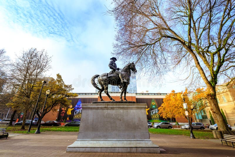 Theodore Roosevelt, Rough Rider statue, and Oregon Historical So