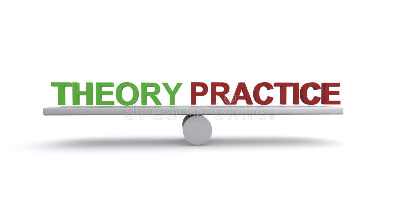Theory practice balance on white royalty free stock photo