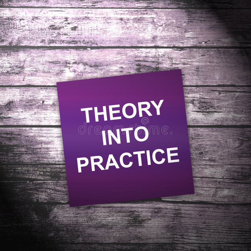 Theory Into Practice text message written on note page. Education and business concept royalty free stock photos