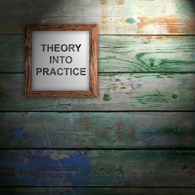 Theory Into Practice text message written on note page. Education and business concept vector illustration