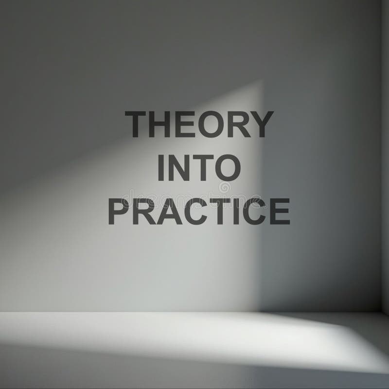 Theory Into Practice text message written on note page. Education and business concept royalty free stock photography
