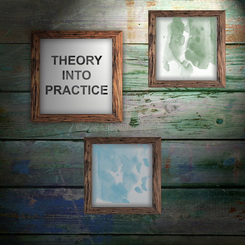 Theory Into Practice text message written on note page. Education and business concept royalty free stock photos