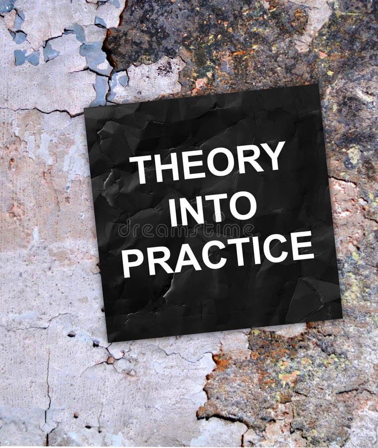 Theory Into Practice text message written on note page. Education and business concept royalty free stock photography