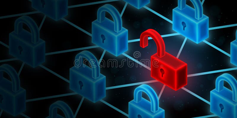 There is a problem with the data protection system stock illustration