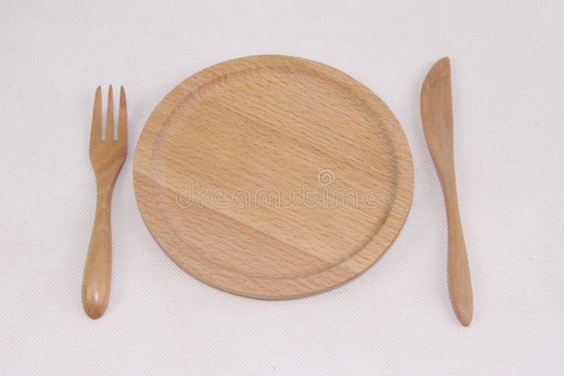 wooden toy plates and cutlery