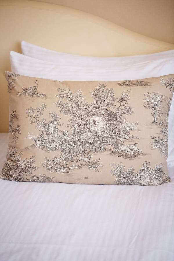 There are Three Pillows on the Light Bed. Stock Image Image of middle