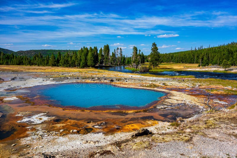 Thermal Basins In The Yellowstone National Park Stock Image Image Of