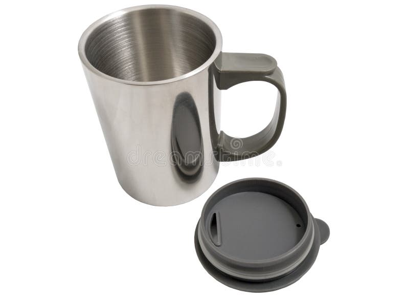 Thermal Insulated Travel Mug Stock Image Image of silver, plastic