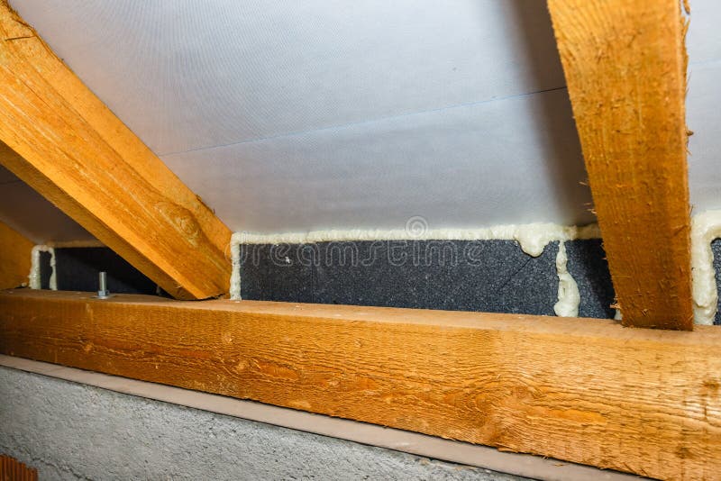 Thermal Insulation of a House Roof Stock Image Image of domestic