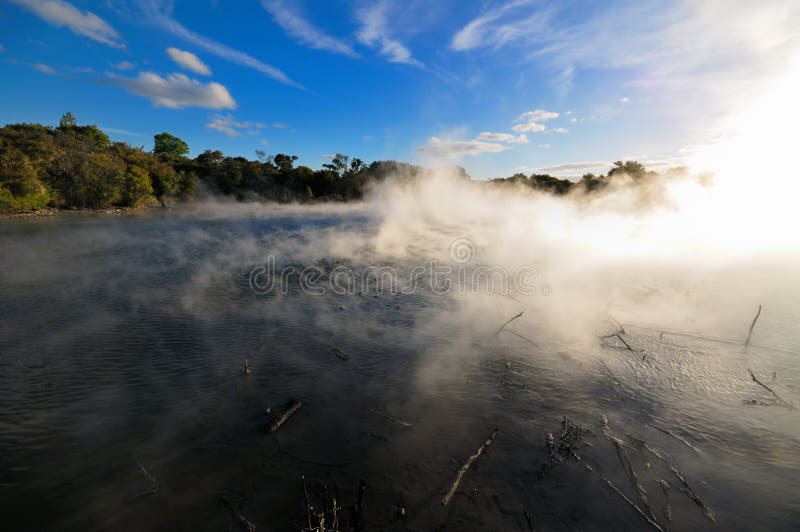 Thermal lake in the Kuirau park in Rotorua