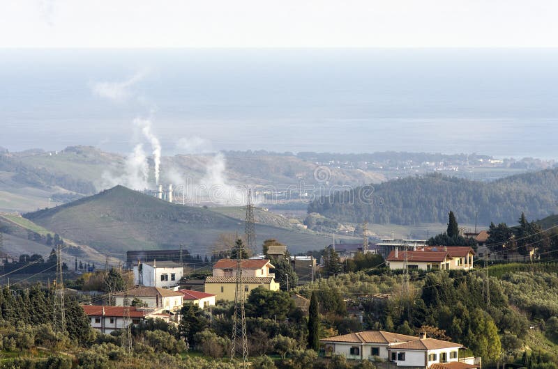 Thermal power plant in the landscape