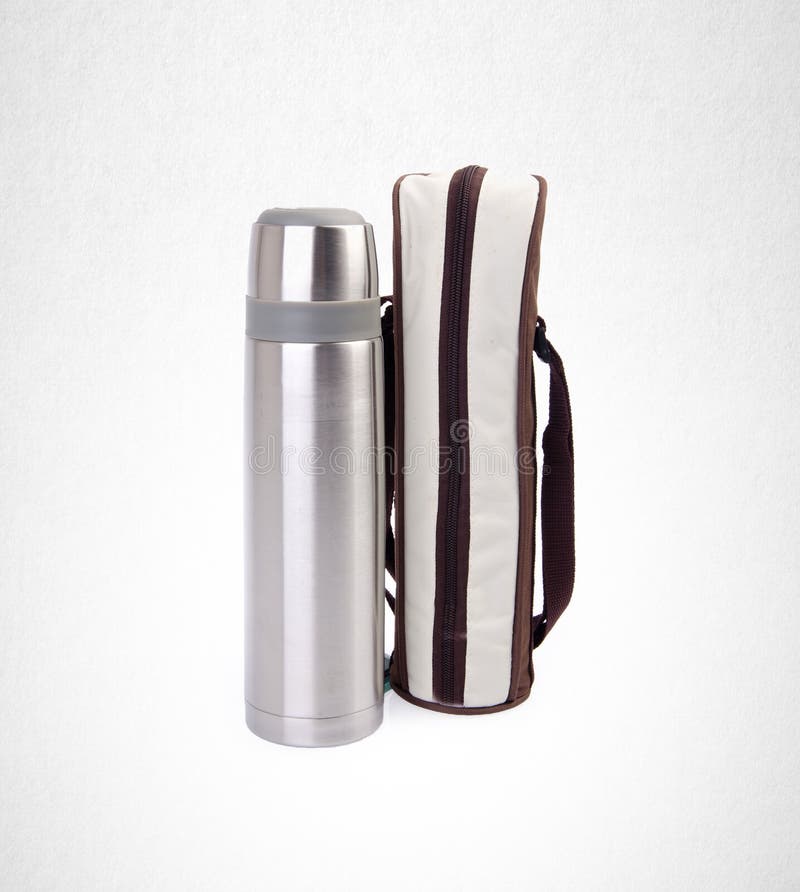 Thermo or Thermo flask from stainless stee on background. royalty free stock images Thermo or Thermo flask from stainless stee on background. royalty free stock images