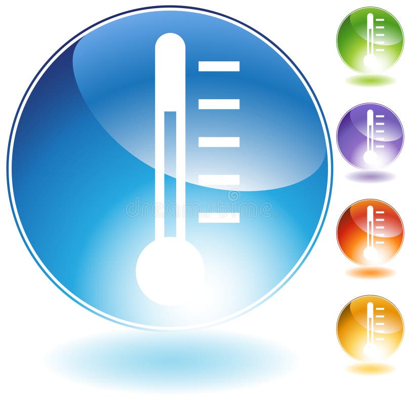 Set of 5 3D thermometer icons.