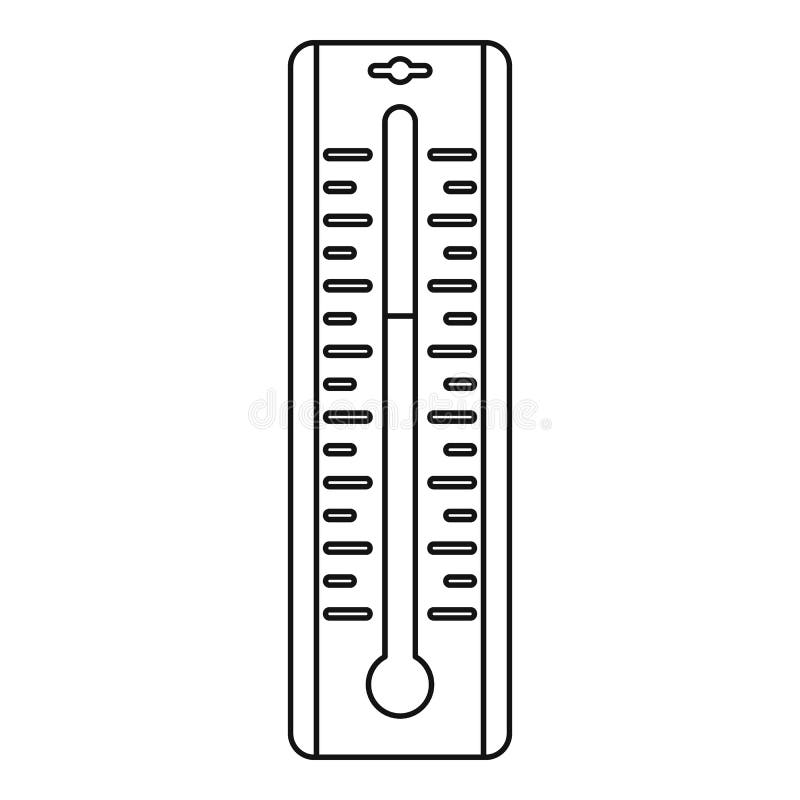 Thermometer Icon, Outline Style Stock Vector Illustration of rise