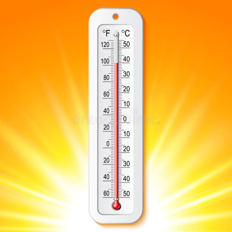 Realistic weather thermometer with high and low temperature. Outdoor  temperature measurement. Isolated vector on white background 15208451  Vector Art at Vecteezy