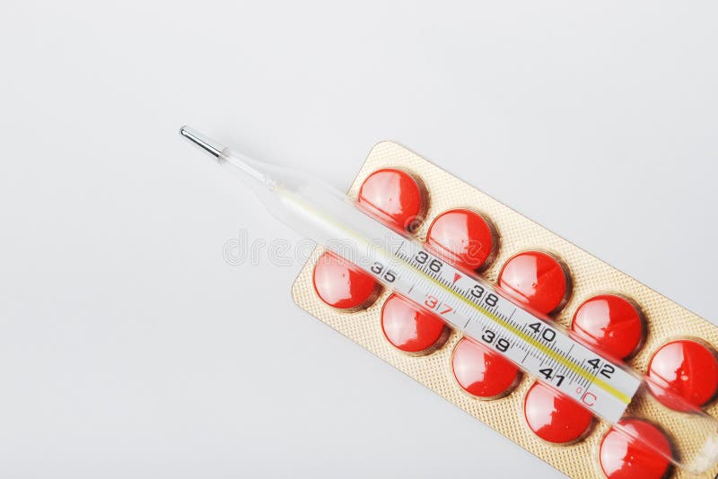 Thermometer with Pills, Capsules and Ampule Stock Photo Image of pharmaceutics, cartridge