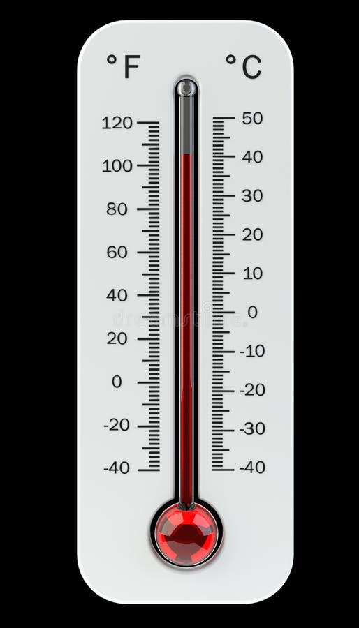Thermometer with Red Temperature Rise 3D Rendering Stock Illustration