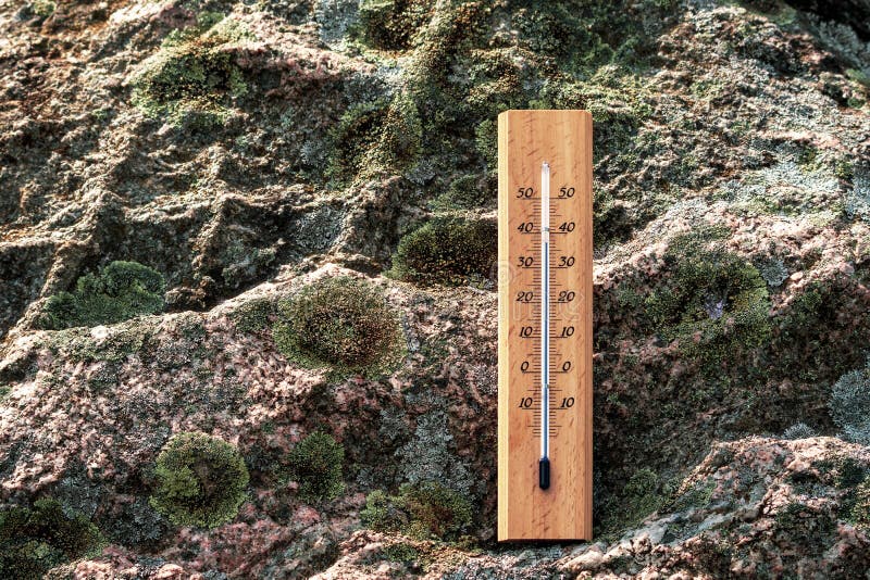 Thermometer on the rock stock image. Image of rock, light 224086469