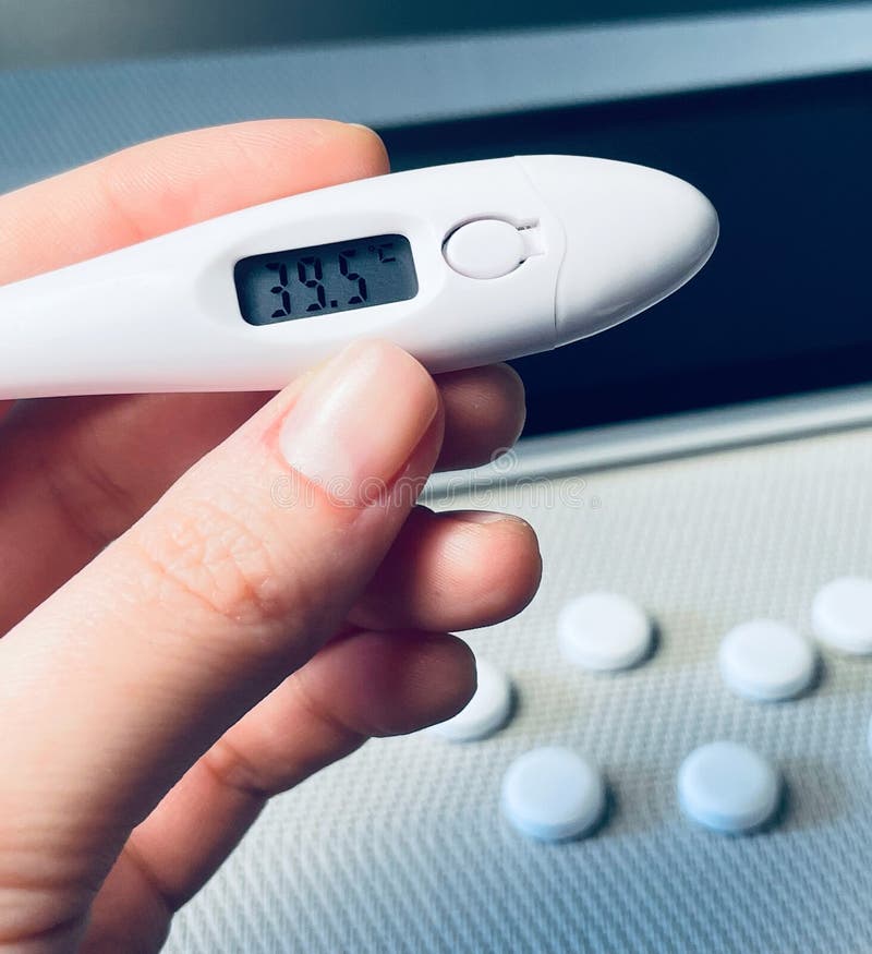 Thermometer, Tablets, Tablet. Medicine, Drugs, Diagnostics Stock Photo