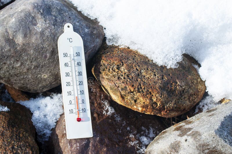 Thermometer in Water on Rocks, the Concept of Global Stock Photo Image of bubble, cool 210822636