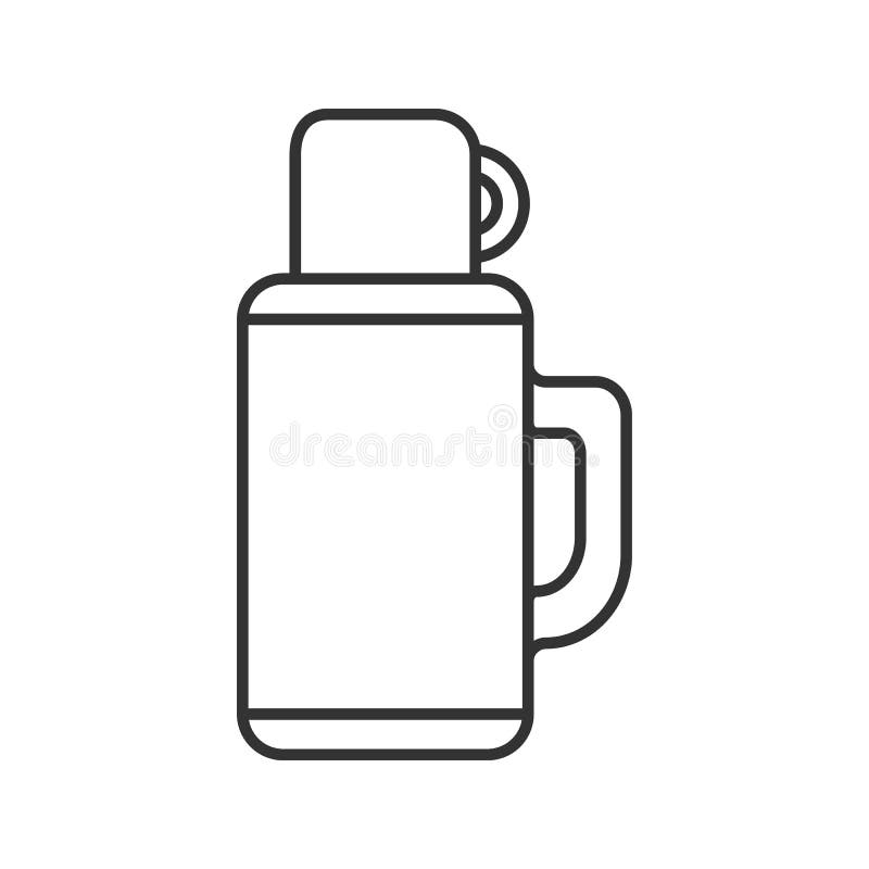 Thermos with a cup flat color line icon Royalty Free Vector