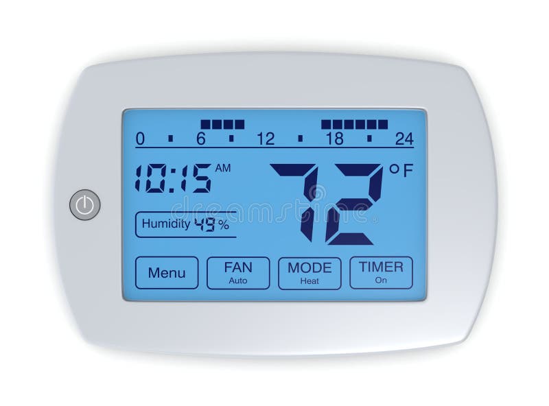 Closeup of a digital, programmable thermostat (3d render). Closeup of a digital, programmable thermostat (3d render)