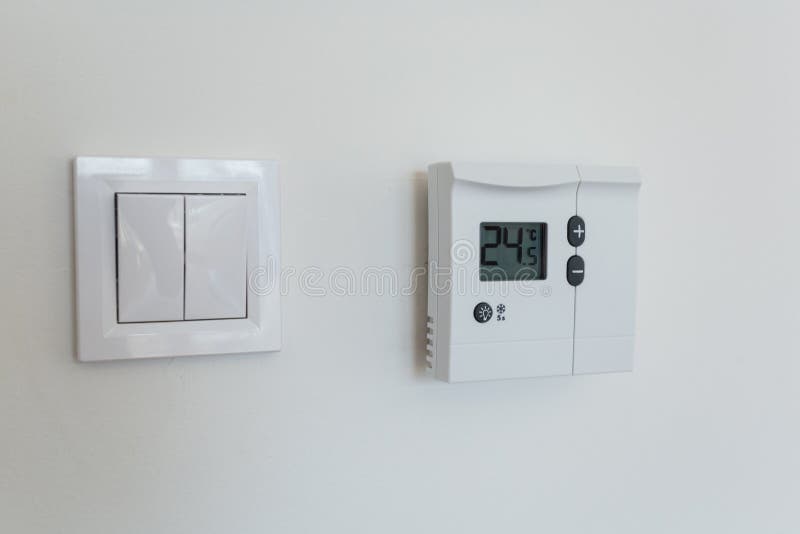 Thermostat Digital Programmable on Wall Stock Image Image of