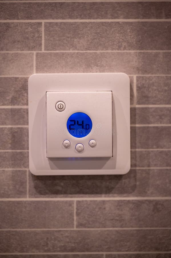 Thermostat on Wall for Floor Heating in Bathroom Stock Image Image of