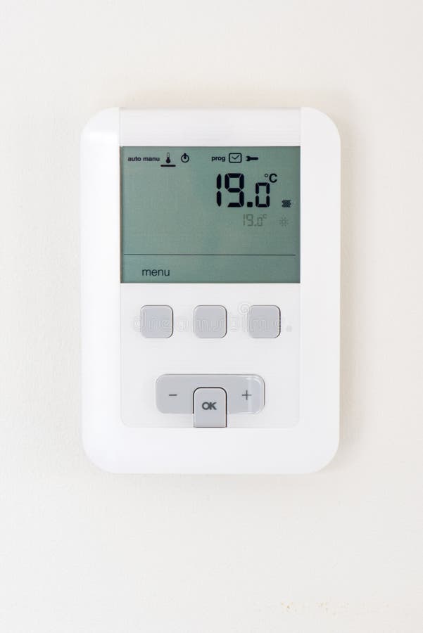 Electric Heating Digital Thermostat On Wall Stock Photo Image of