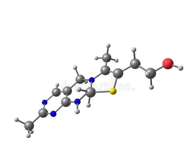 Thiamine (Vitamin B1) Molecular Structure on Black Stock Illustration