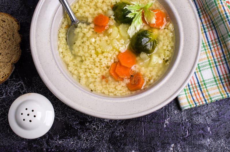Thick Clear Soup with Pasta Stock Image Image of italian, homemade