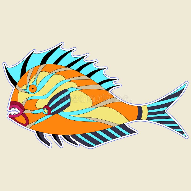 Thick Fish with Spiny in Orange Tones Stock Illustration - of design: 133059283