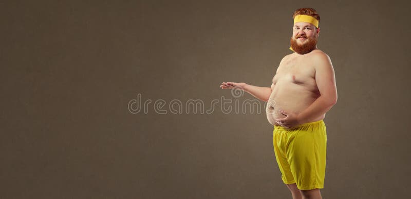Thick Funny Man with a Big Belly . Stock Image - Image of success, emotion:  100344301