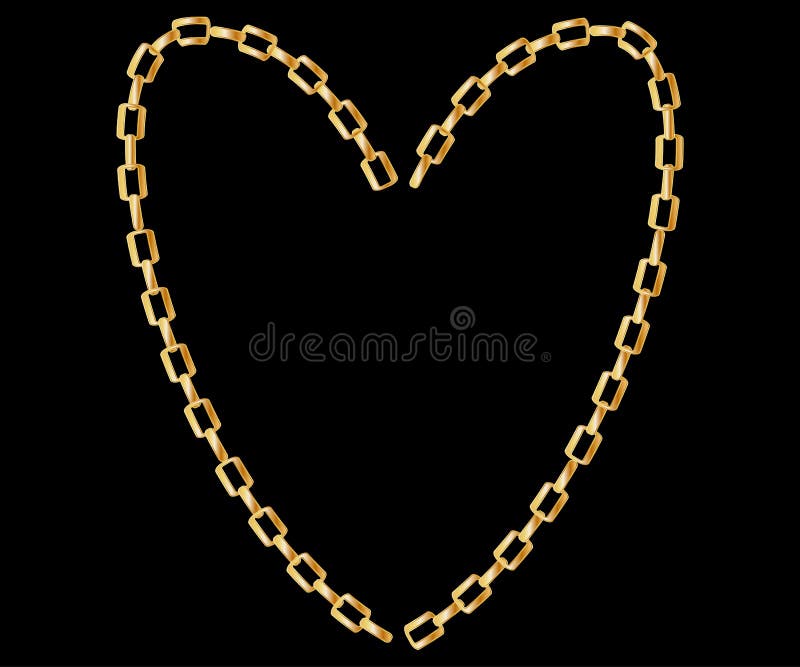 Thick golden chain - heart frame. Jewelry decoration. vector illustration