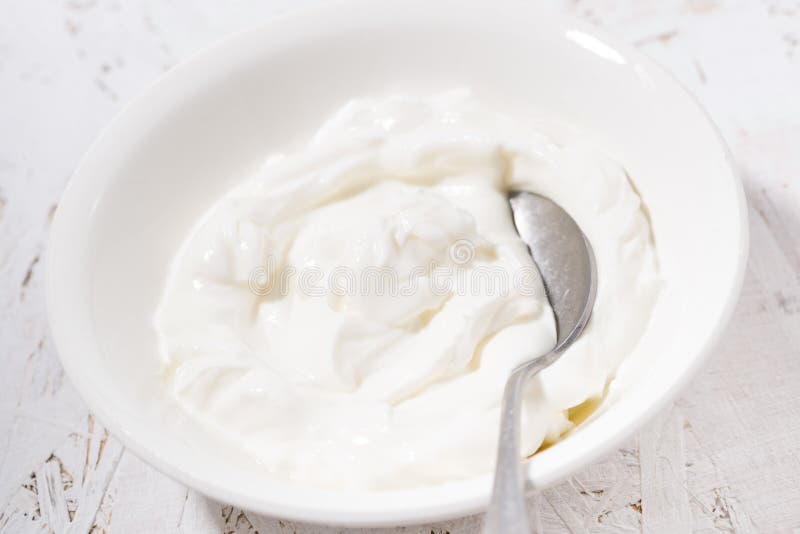Thick Greek Yogurt in a Bowl Stock Image Image of milk, meal 127532725