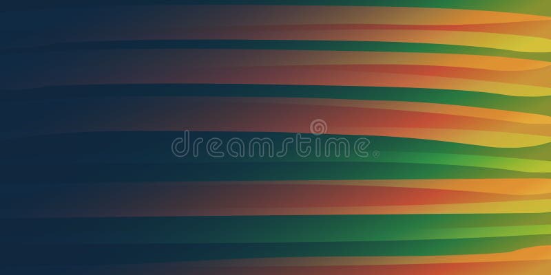 Thick horizontal flow of colorful curved 3d shapes. Vertical contrast of colored flow and dark solid space for your text royalty free illustration