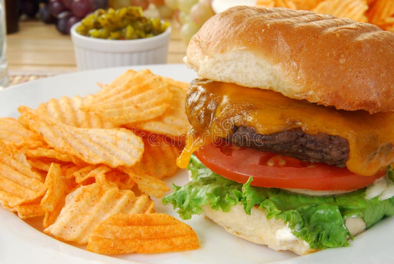 Thick juicy hamburger stock photo. Image of cheeseburger 16887586