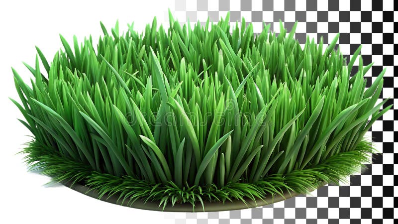 Thick lush green grass patch close up lawn texture png transparent image Generative AI vector illustration