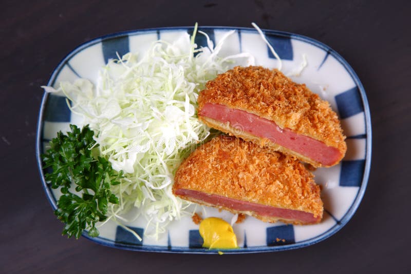 Thick Sliced Pork Ham Cutlet Stock Image Image of crispy, background 197370693