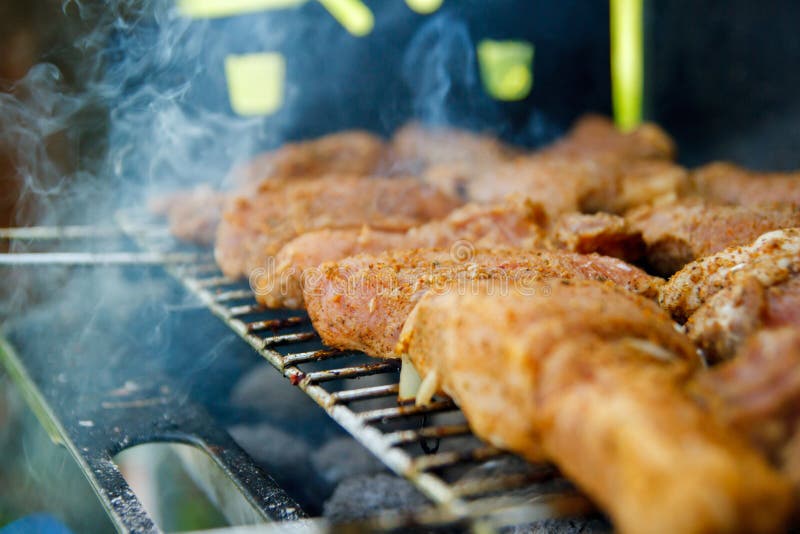 A Thick Strip Steak Being Grilled Outdoors Stock Image Image of fire