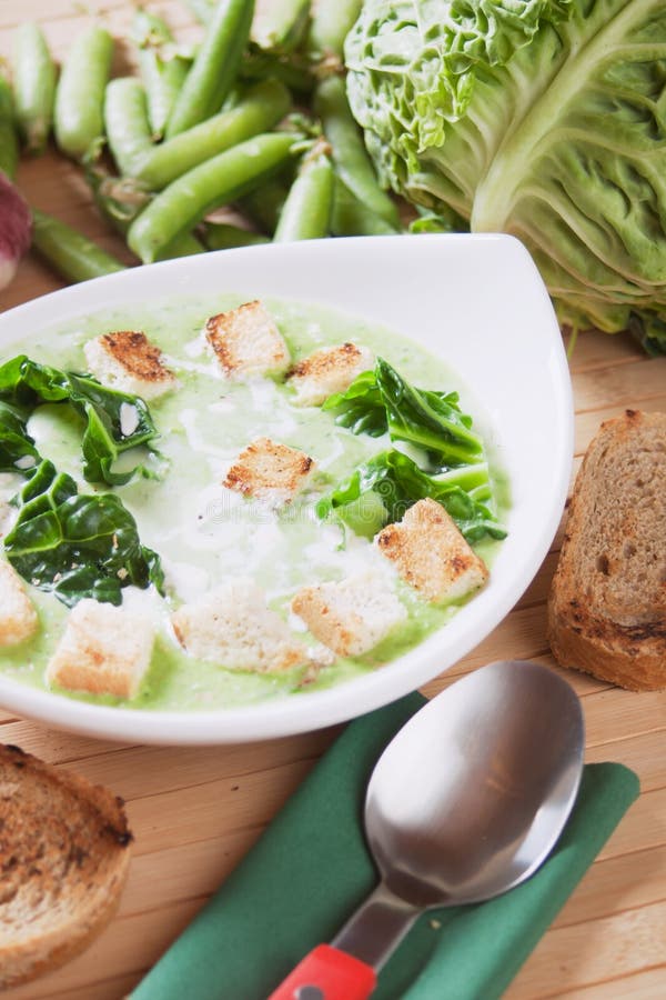 Thick vegetable soup stock photo. Image of vertical, cream 25596836