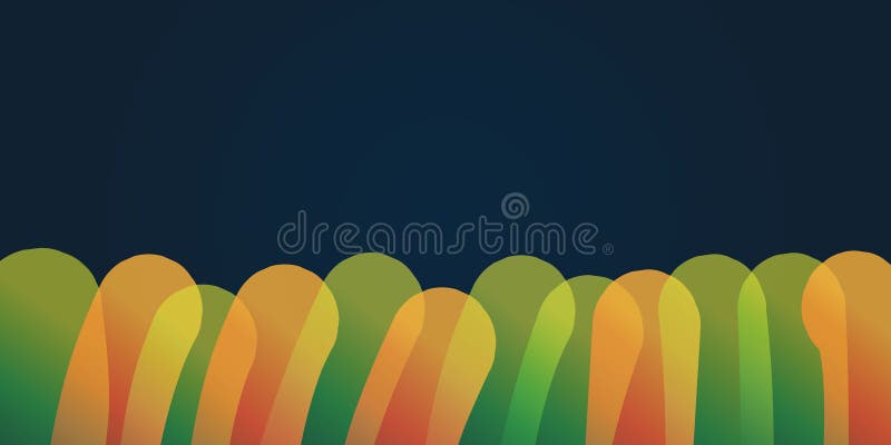 Thick vertical colorful translucent curved overlapping shapes, layers. Contrast of colored and dark solid space royalty free illustration